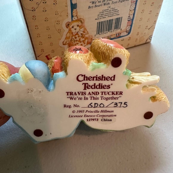 Cherished Teddies Travis & Tucker 1995 “We’re in this Together” Figurine - Picture 7 of 7
